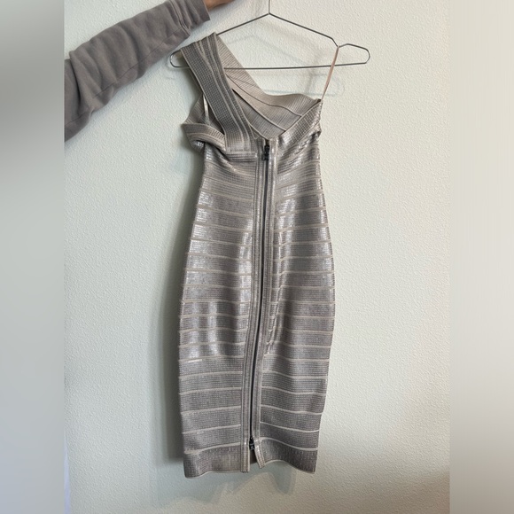 Herve Leger Midi Silver Sequin Dress XS - Picture 2 of 5